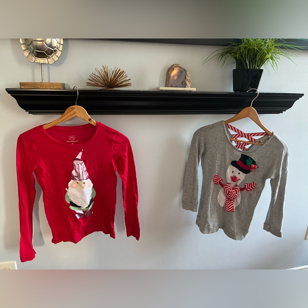 Aeropostale Kids & Poof Girls lot of 2 Christmas tops